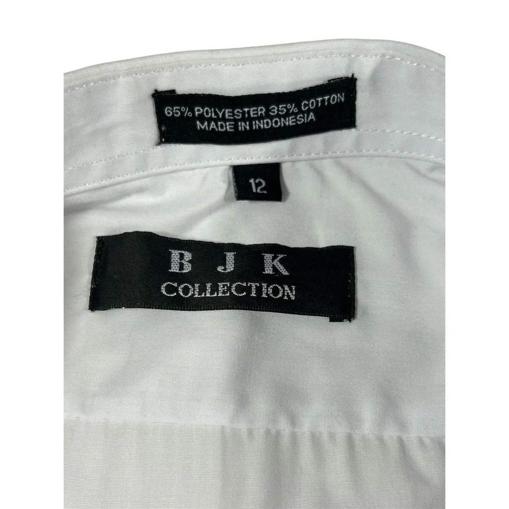 BJK Collection White Long Sleeve Button‎ Down Dress Shirt Size 12 Boys Mens XS